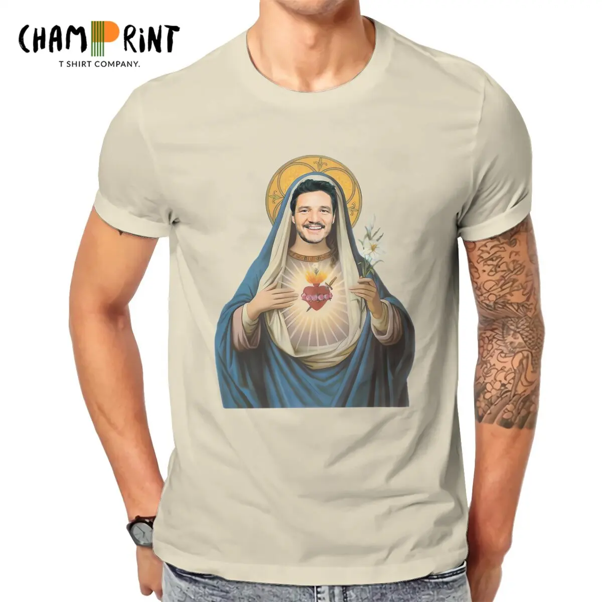 Pedro Pascal Sacred Heart T-Shirts Men Religious Virgin Mary Pure Cotton Tee Shirt O Neck Short Sleeve T Shirts Original Clothes
Pedro Pascal Sacred Heart T-Shirts Men Religious Virgin Mary Pure Cotton Tee Shirt O Neck Short Sleeve T Shirts Original Clothes
