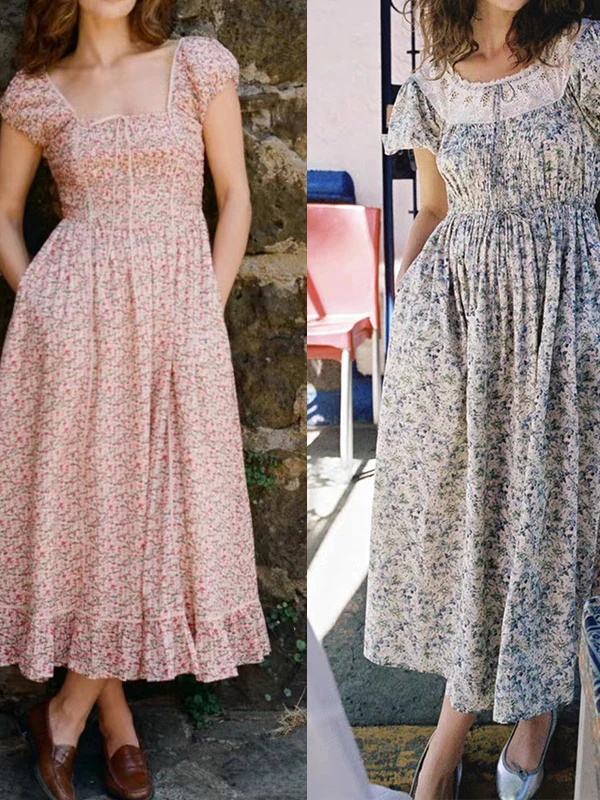 Elegant High Waist Long Dress Lace Square Collar Puff Sleeve Casual Style Breathable Cotton Spring Summer New Arrival
Elegant High Waist Long Dress Lace Square Collar Puff Sleeve Casual Style Breathable Cotton Spring Summer New Arrival