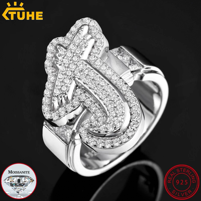 TUHE Iced Out Moissanite Custom Letter Ring 925 Silver Personalized Initial Bling Ring For Men Hip Hop Jewelry Gift
TUHE Iced Out Moissanite Custom Letter Ring 925 Silver Personalized Initial Bling Ring For Men Hip Hop Jewelry Gift