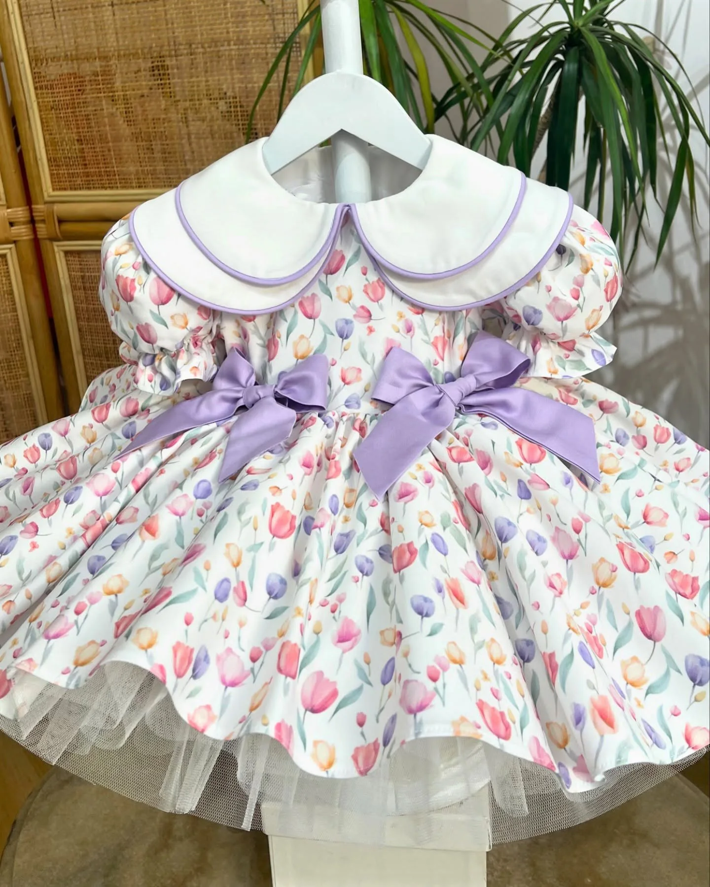 Summer Girl Purple Bow Double Neck Tulip Print Dress For Casual Party Birthday Wedding Photography
Summer Girl Purple Bow Double Neck Tulip Print Dress For Casual Party Birthday Wedding Photography
