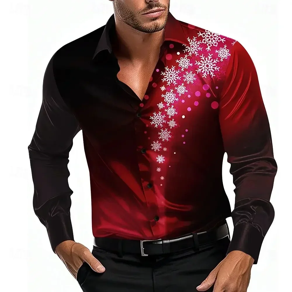 Christmas men's shirt snowflake long sleeved shirt fashionable casual party evening wear daily holiday men's clothing
Christmas men's shirt snowflake long sleeved shirt fashionable casual party evening wear daily holiday men's clothing
