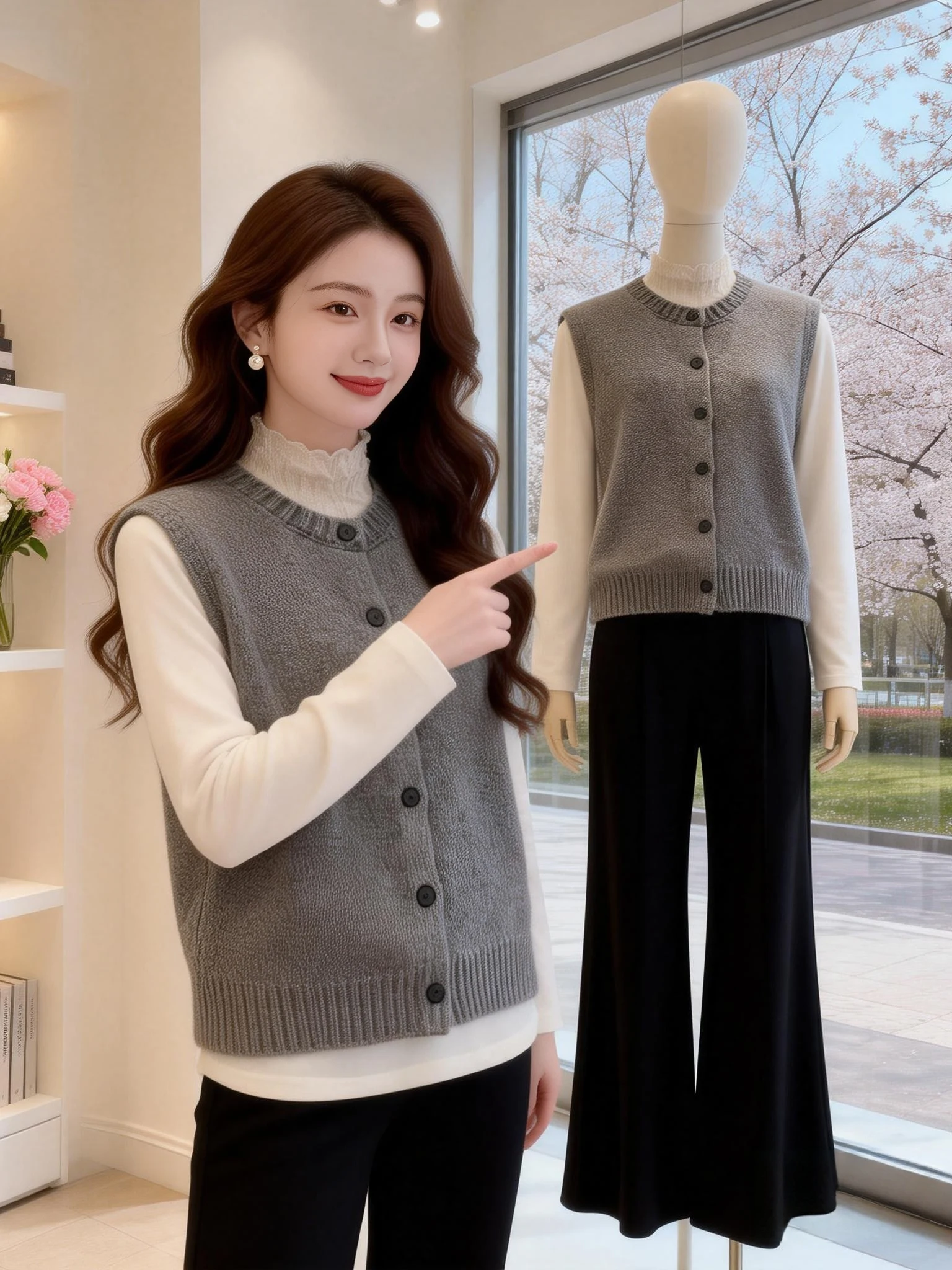 Women's Knitted round Neck Vest Single Button Layering Slimming Outerwear Spring Autumn Soft Breeze Fashion Casual Style
Women's Knitted round Neck Vest Single Button Layering Slimming Outerwear Spring Autumn Soft Breeze Fashion Casual Style