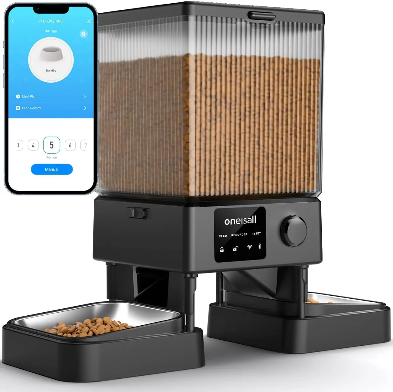 Smart Cat Feeder with 5G WiFi, App Control, 5L Capacity, Voice Recorder, Portion Control for 2 Cats
Smart Cat Feeder with 5G WiFi, App Control, 5L Capacity, Voice Recorder, Portion Control for 2 Cats