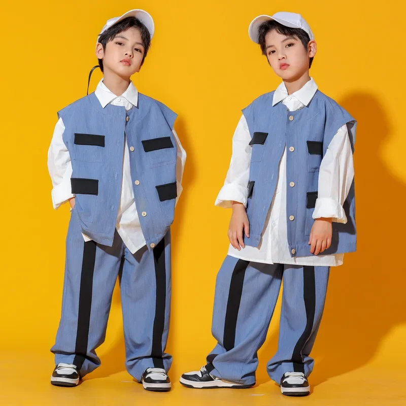 Children Street Dance Costume Boys Hip Hop Clothing Oversize White Shirt Blue Pants Kids Stage Outfit Jazz Dance Clothes
Children Street Dance Costume Boys Hip Hop Clothing Oversize White Shirt Blue Pants Kids Stage Outfit Jazz Dance Clothes