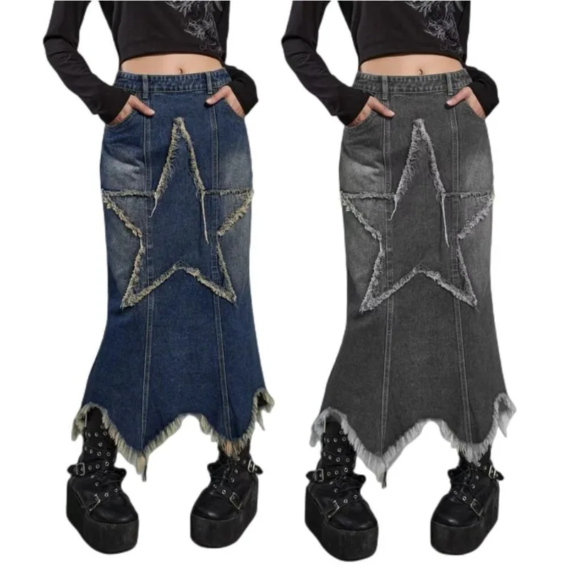 European and American original new skirt jeans five-pointed star patch retro old washed denim half-length zipper skirt female
European and American original new skirt jeans five-pointed star patch retro old washed denim half-length zipper skirt female