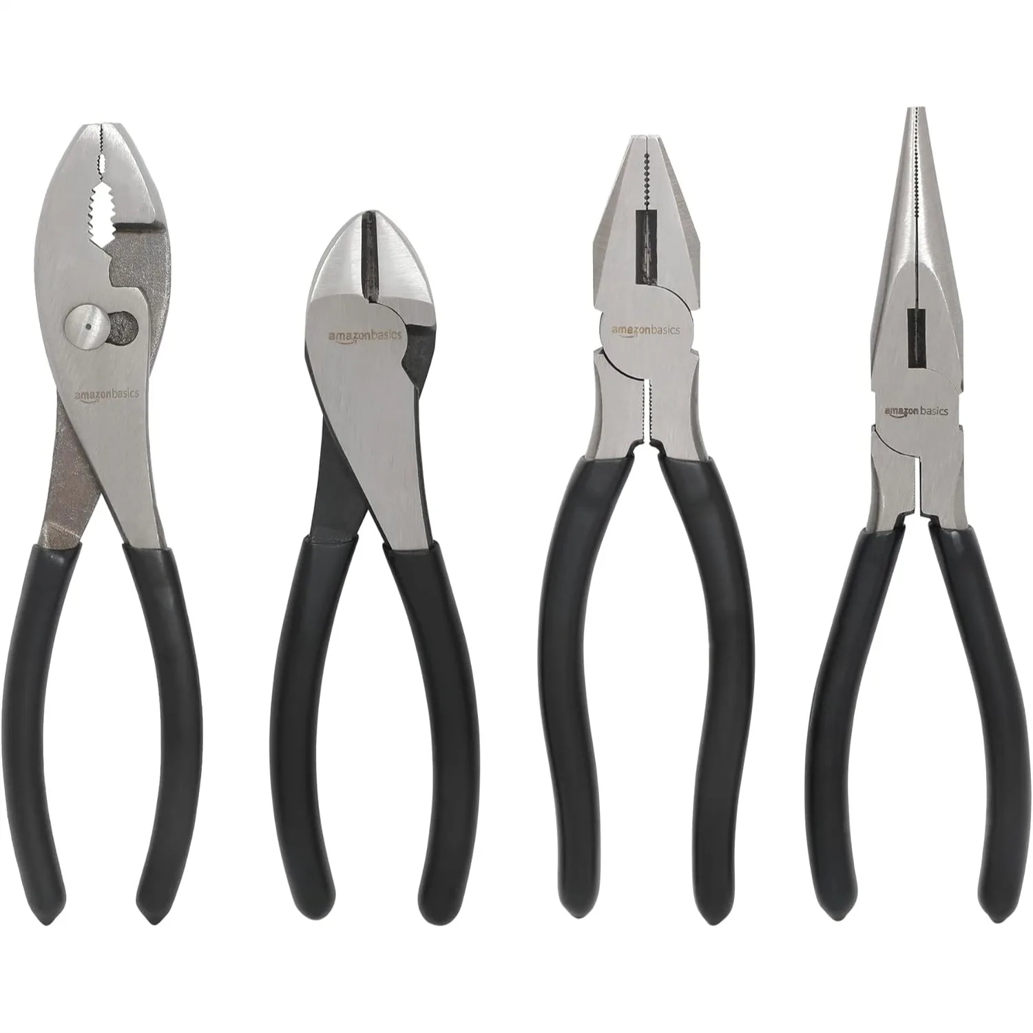 Pliers Set, 4-Piece Hand Tools with Needle Nose and Diagonal Cutters for Home Maintenance, Black and Silver
Pliers Set, 4-Piece Hand Tools with Needle Nose and Diagonal Cutters for Home Maintenance, Black and Silver
