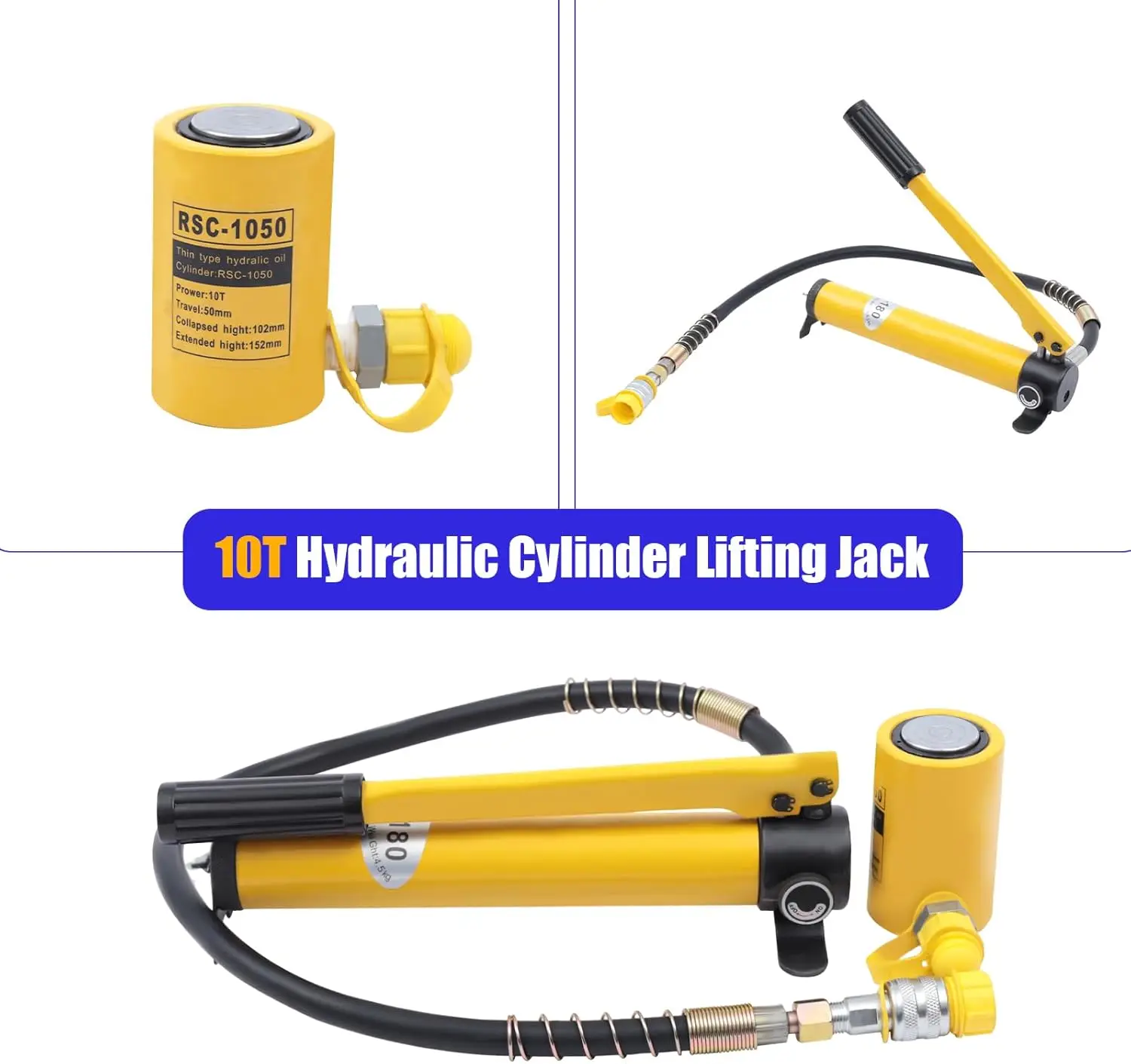 10Ton Small Hydraulic Jack,Portable Split Hydraulic Jack Hand Pump Hydraulic Ram Cylinder Jack,for Mechanical Installation Construction Engineering Load 2246LB (RSC-1050+CP-180),50mm
10Ton Small Hydraulic Jack,Portable Split Hydraulic Jack Hand Pump Hydraulic Ram Cylinder Jack,for Mechanical Installation Construction Engineering Load 2246LB (RSC-1050+CP-180),50mm