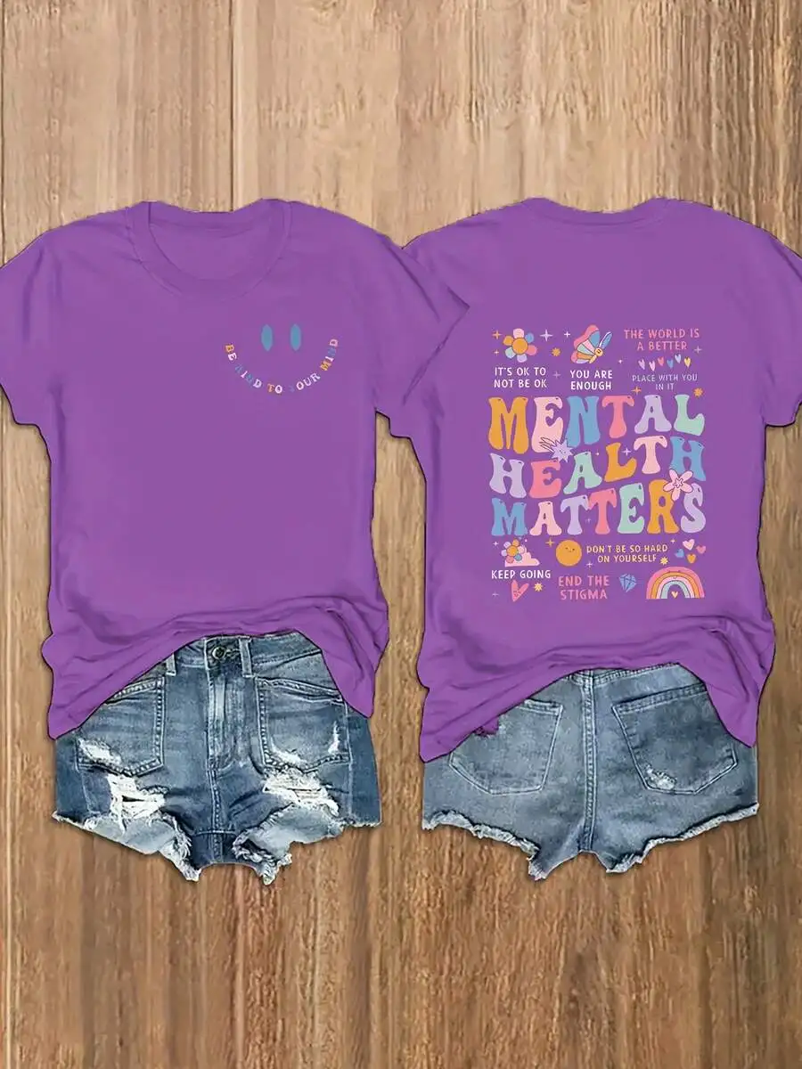 Purple Mental Health Matters Letter Print T-Shirt Women Loose Casual Short Sleeve Round Neck Top
Purple Mental Health Matters Letter Print T-Shirt Women Loose Casual Short Sleeve Round Neck Top