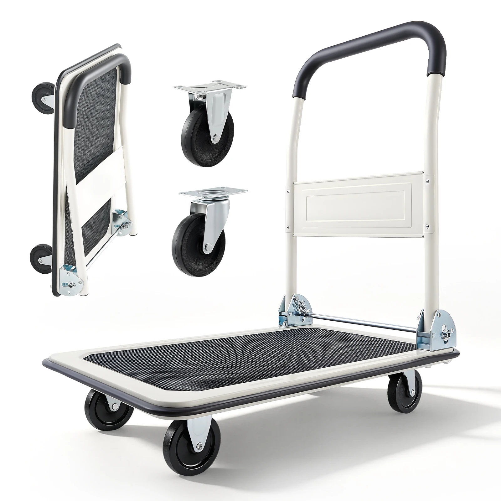 SucceBuy 330/660 lbs Foldable Push Cart Dolly with Swivel Wheels Moving Platform Truck Push Handle Flatbed Cart for Easy Storage
SucceBuy 330/660 lbs Foldable Push Cart Dolly with Swivel Wheels Moving Platform Truck Push Handle Flatbed Cart for Easy Storage