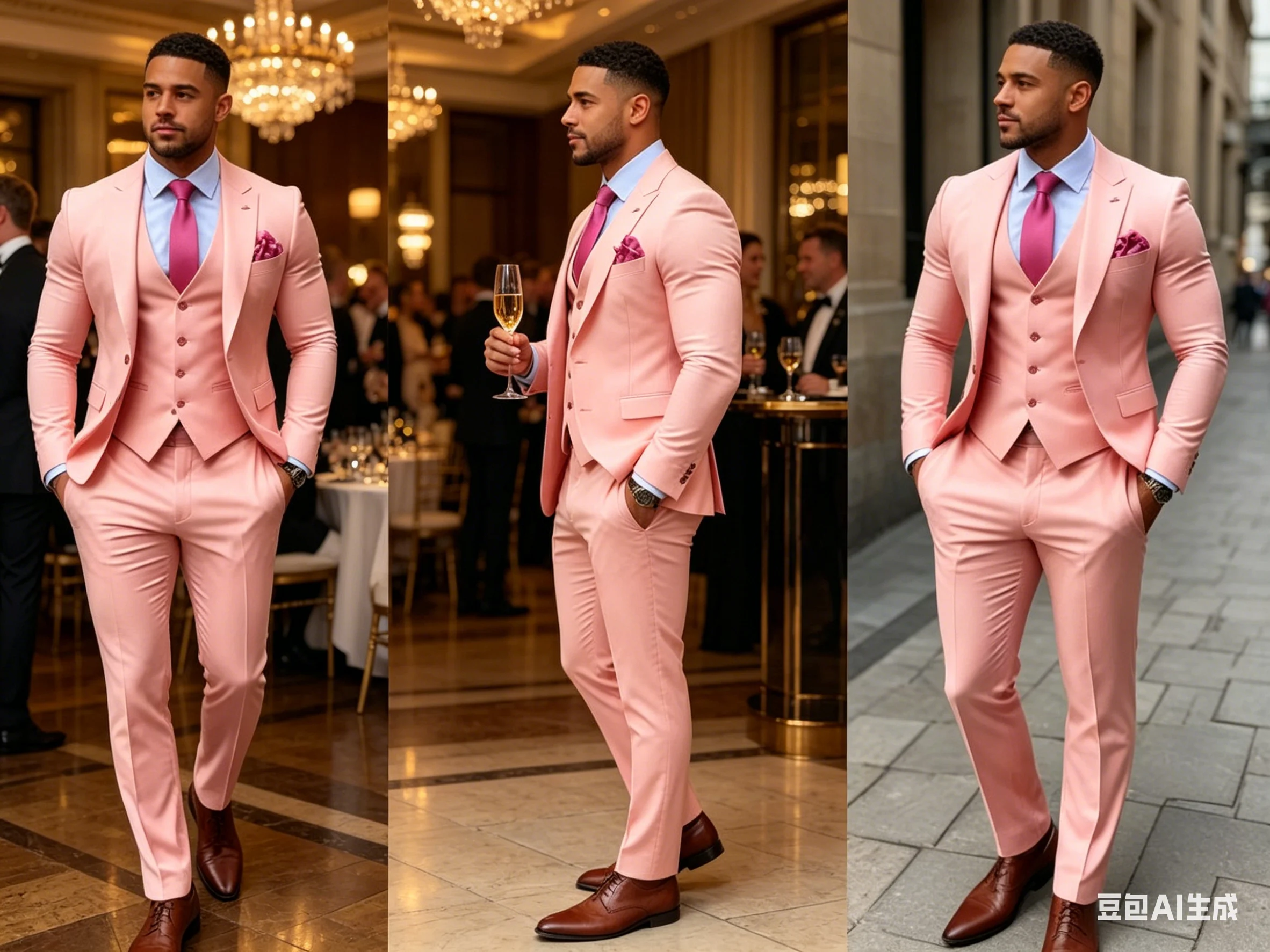 Men's 3 Piece Suit Slim fit Two Button Pink Formal Office Suit Set
Men's 3 Piece Suit Slim fit Two Button Pink Formal Office Suit Set