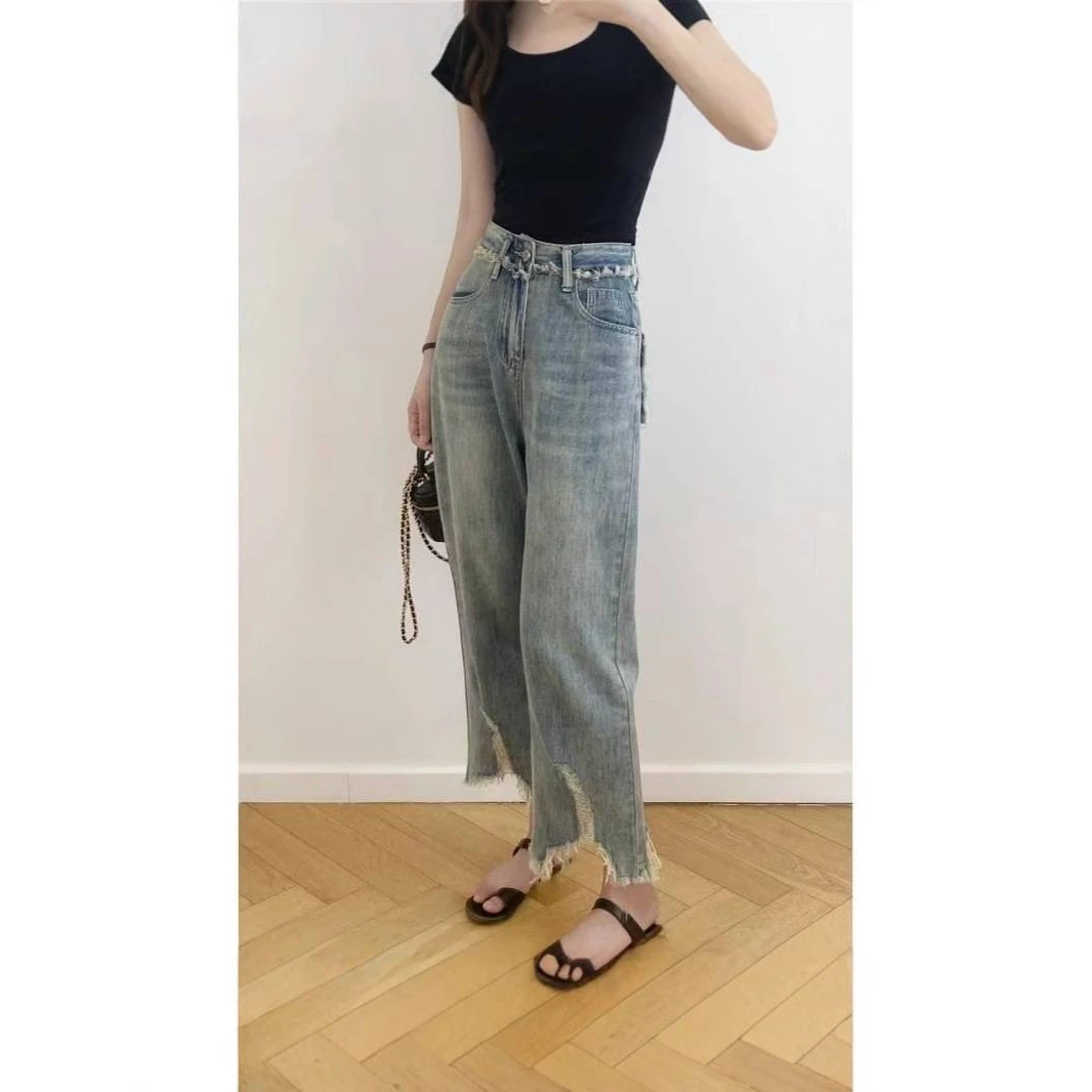 Women's High Waist Distressed Denim Jeans Nine-Tenths Washed Cross-Border Independent Station Shipping
Women's High Waist Distressed Denim Jeans Nine-Tenths Washed Cross-Border Independent Station Shipping