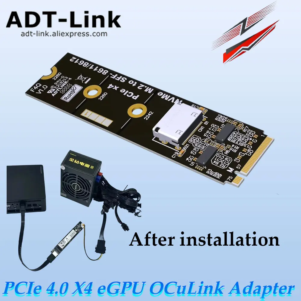 ADT-Link PCIe 4.0 X4 64Gbps eGPU Adapter OCuLink Laptop External Graphics Card GPU Dock Accessories M.2 NVMe to SFF-8612
ADT-Link PCIe 4.0 X4 64Gbps eGPU Adapter OCuLink Laptop External Graphics Card GPU Dock Accessories M.2 NVMe to SFF-8612