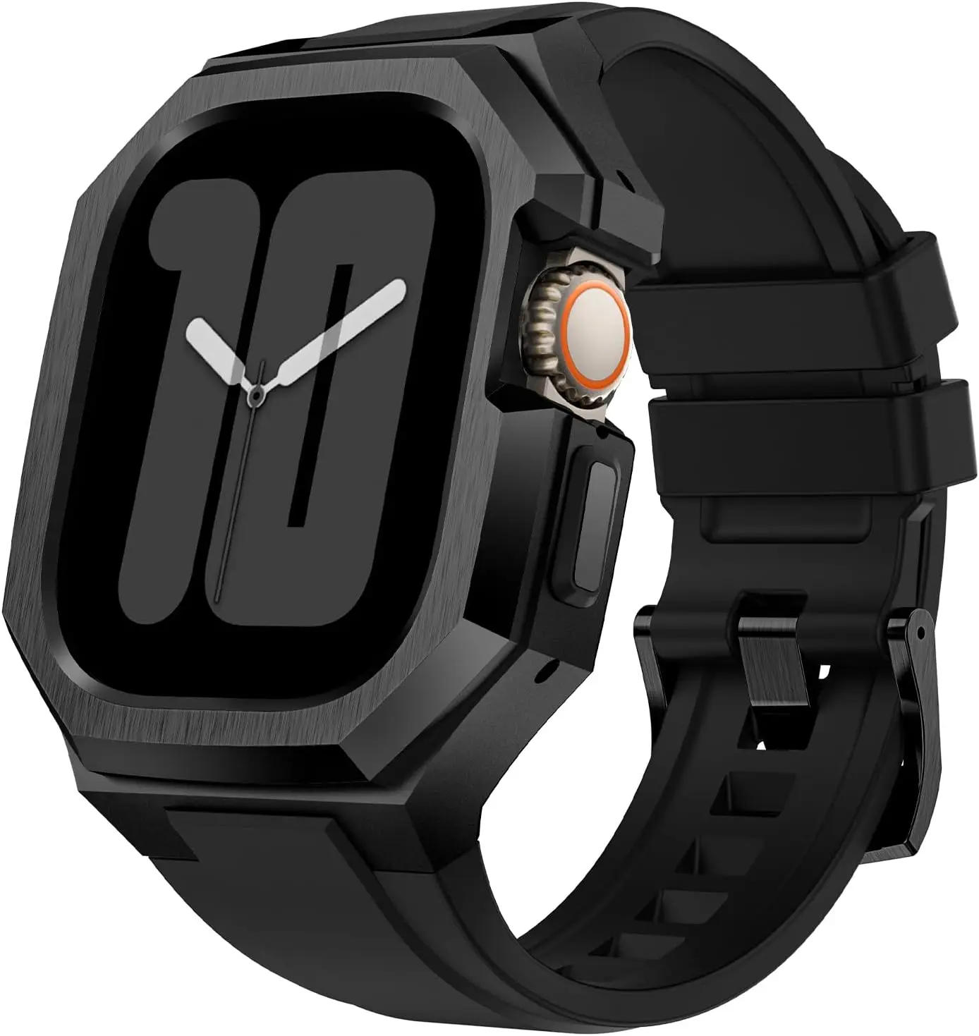 Rugged Metal Case with Silicone Strap for Apple Watch 44mm 45mm 46mm 49mm, Protective Bumper Cover for iWatch Series
Rugged Metal Case with Silicone Strap for Apple Watch 44mm 45mm 46mm 49mm, Protective Bumper Cover for iWatch Series