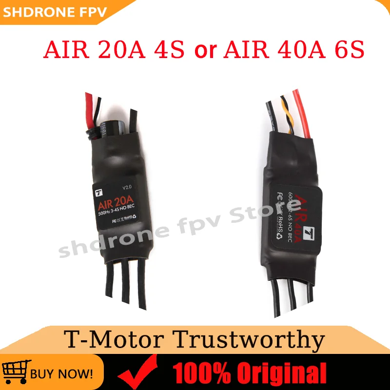 T-Motor ESC AIR 20A 4S/AIR 40A 6S Speed Controller Brushless ESC Lightweight Design for Multi-axle /Airplane/Multicopter
T-Motor ESC AIR 20A 4S/AIR 40A 6S Speed Controller Brushless ESC Lightweight Design for Multi-axle /Airplane/Multicopter