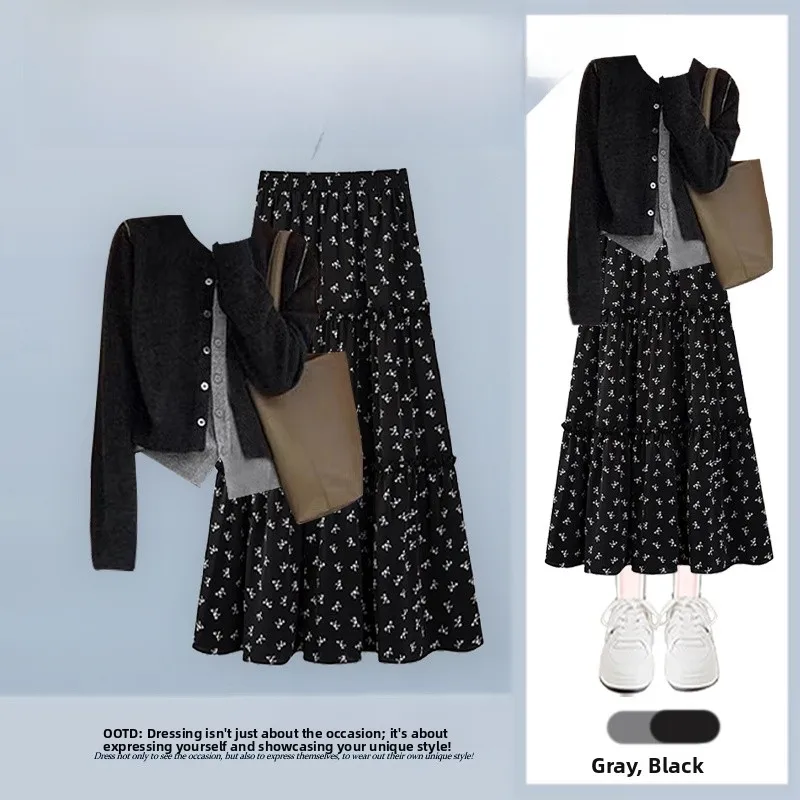 Korean Style Floral Print Slim Fit Two Piece Set Women's Autumn Fashion Casual Wear Comfortable Breathable Shirt Skirt Combo
Korean Style Floral Print Slim Fit Two Piece Set Women's Autumn Fashion Casual Wear Comfortable Breathable Shirt Skirt Combo