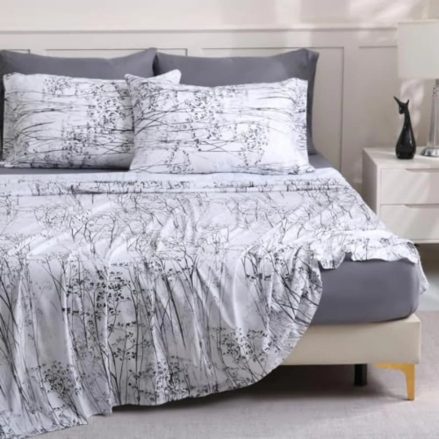 Botaincal Size 6 Pcs Sheet Set, Breathable Microfiber Deep Pocket Deep Grey Fitted Sheets, Comfy and Breathable Patterned Flat
Botaincal Size 6 Pcs Sheet Set, Breathable Microfiber Deep Pocket Deep Grey Fitted Sheets, Comfy and Breathable Patterned Flat