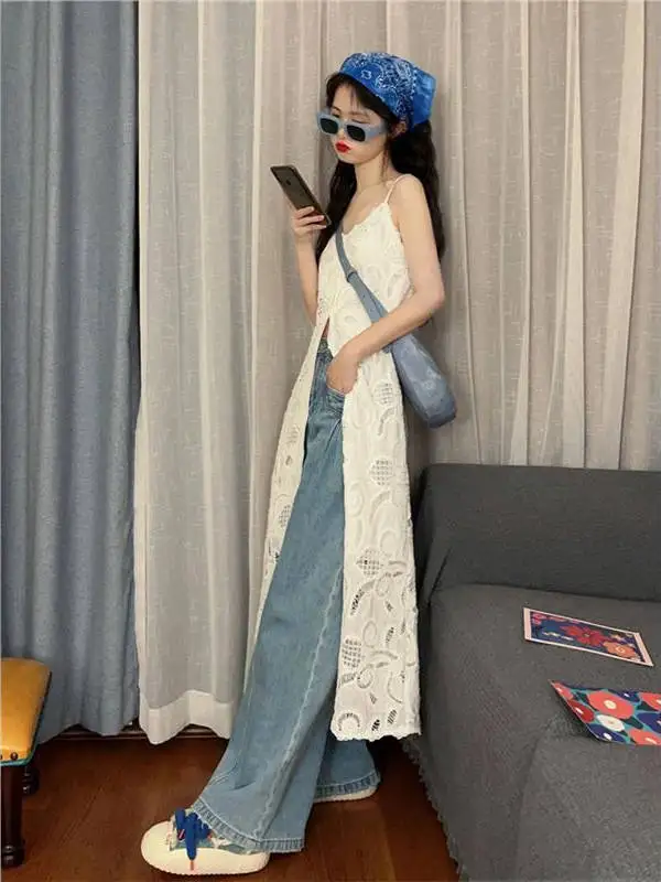 Beach Vacation Style Lace Hollow out Hook Flower Strap Dress Women Summer Beautiful Meticulous Layer Long Skirt Commute Korea...
Beach Vacation Style Lace Hollow out Hook Flower Strap Dress Women Summer Beautiful Meticulous Layer Long Skirt Commute Korea...