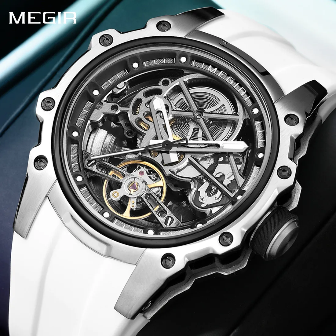 MEGIR Skeleton Dial Automatic Mechanical Watches Stainless Steel Case Waterproof Male Sports Business Wristwatch Gifts for Men
MEGIR Skeleton Dial Automatic Mechanical Watches Stainless Steel Case Waterproof Male Sports Business Wristwatch Gifts for Men