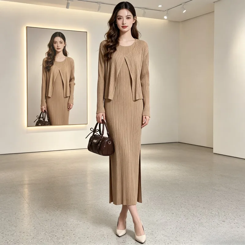 Miyake Pleated 2026 New Women's Suit Fashion High-end Texture Slit Long Sleeve Jacket Shawl Vest Dress Elegant Two-piece Set
Miyake Pleated 2026 New Women's Suit Fashion High-end Texture Slit Long Sleeve Jacket Shawl Vest Dress Elegant Two-piece Set
