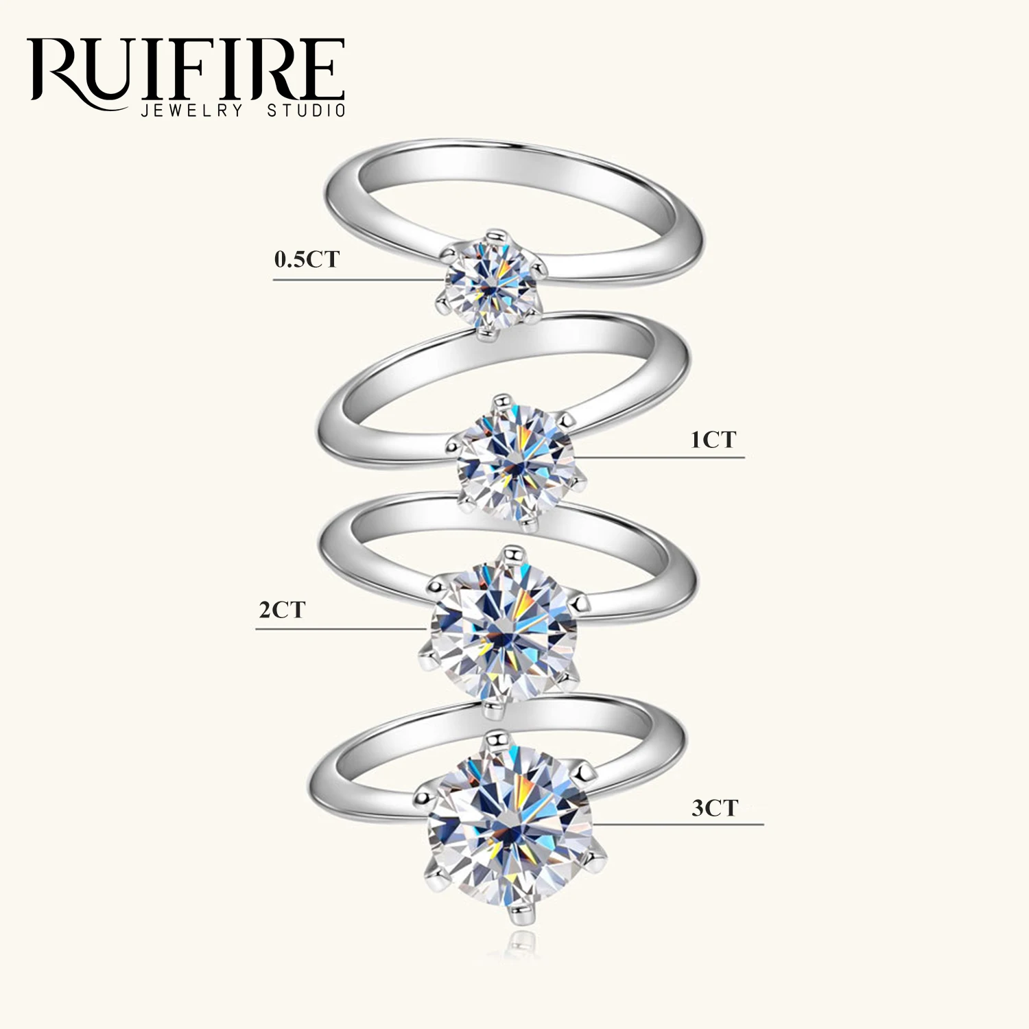 Кольца RUIFIRE из стерлингового серебра 925 пробы с муассанитом, 0,5/1/2/3 карата, классические 6-когти, сверкающие муассанитовые свадебные украшения для помолвки
Кольца RUIFIRE из стерлингового серебра 925 пробы с муассанитом, 0,5/1/2/3 карата, классические 6-когти, сверкающие муассанитовые свадебные украшения для помолвки