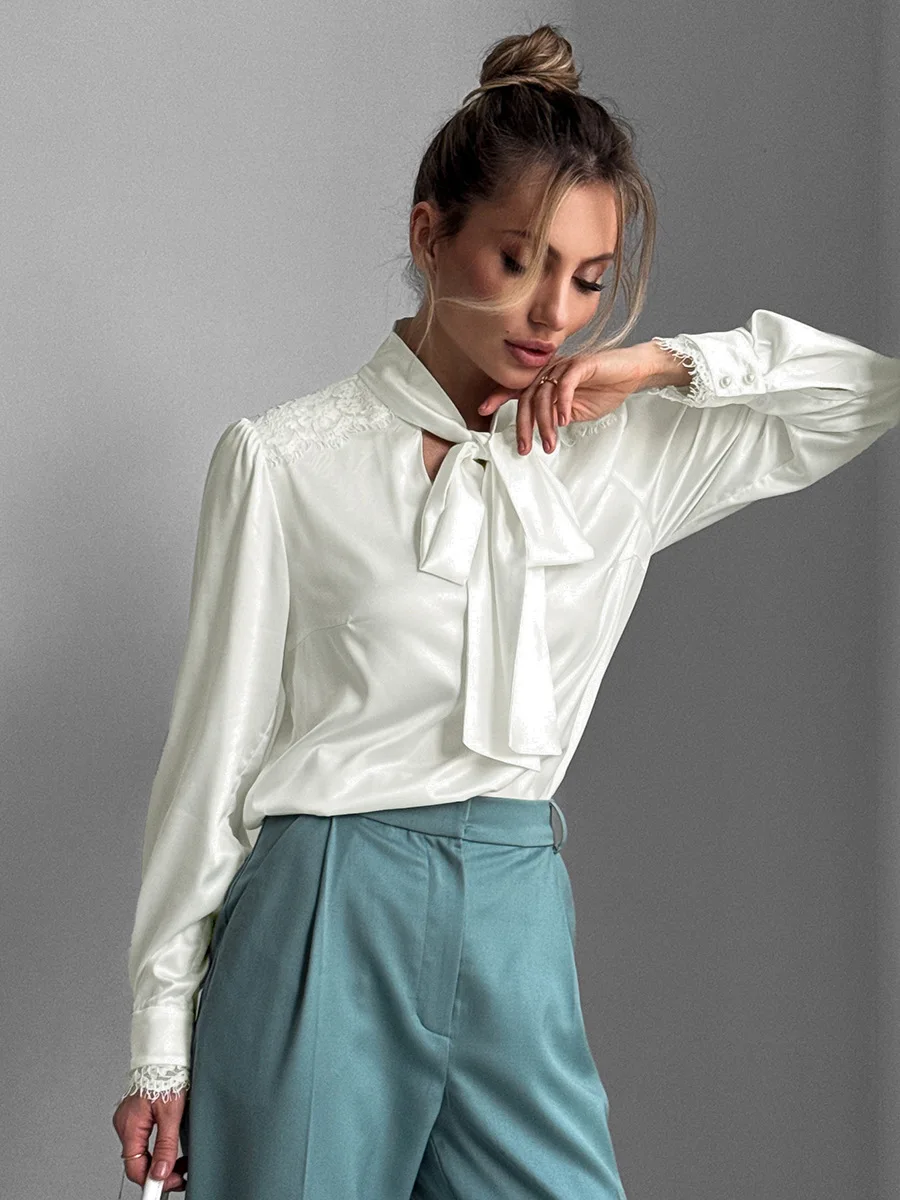 Sumuyoo Shirt 2026 Spring Summer New Style with Strap Lace Splicing Bow Collar Elegant Style Shirt
Sumuyoo Shirt 2026 Spring Summer New Style with Strap Lace Splicing Bow Collar Elegant Style Shirt