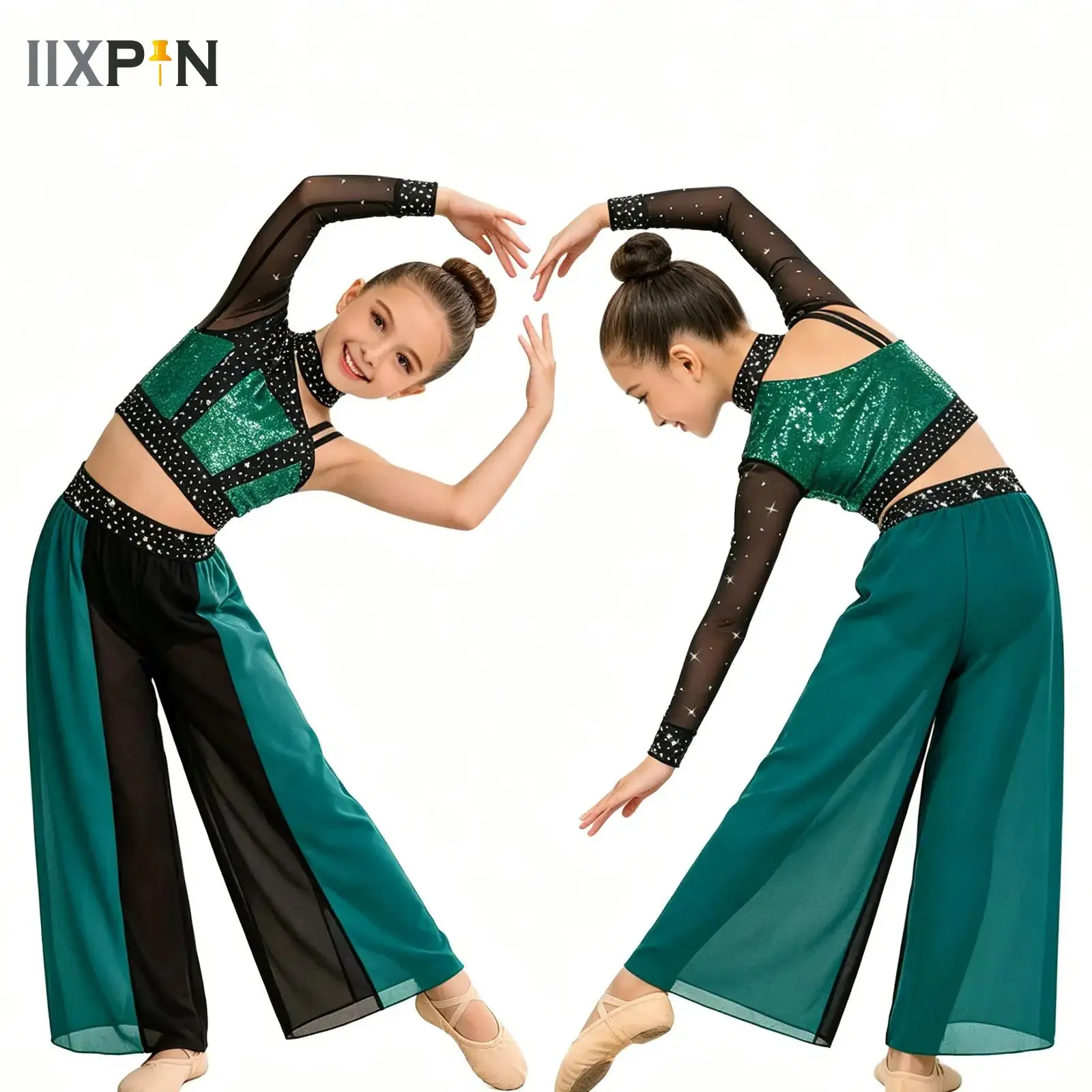 Modern Lyrical Dance Costume Kids Girls Sequins Rhinestones Long Sleeve Crop Top+Chiffon Pants for Skating Artistic Gymnastics
Modern Lyrical Dance Costume Kids Girls Sequins Rhinestones Long Sleeve Crop Top+Chiffon Pants for Skating Artistic Gymnastics