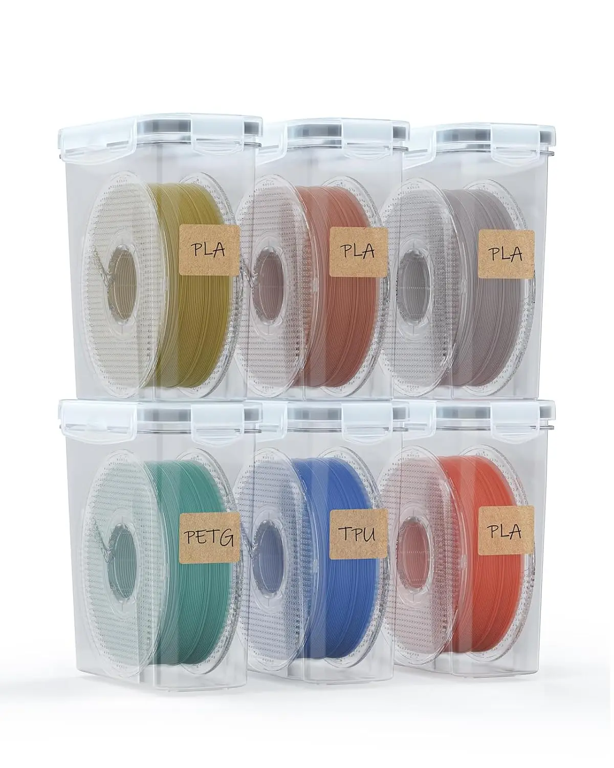 6-Pack 3D Printer Filament Storage Boxes with Desiccants - Waterproof, Dust-Proof Containers for PLA/ABS/PETG Spools
6-Pack 3D Printer Filament Storage Boxes with Desiccants - Waterproof, Dust-Proof Containers for PLA/ABS/PETG Spools