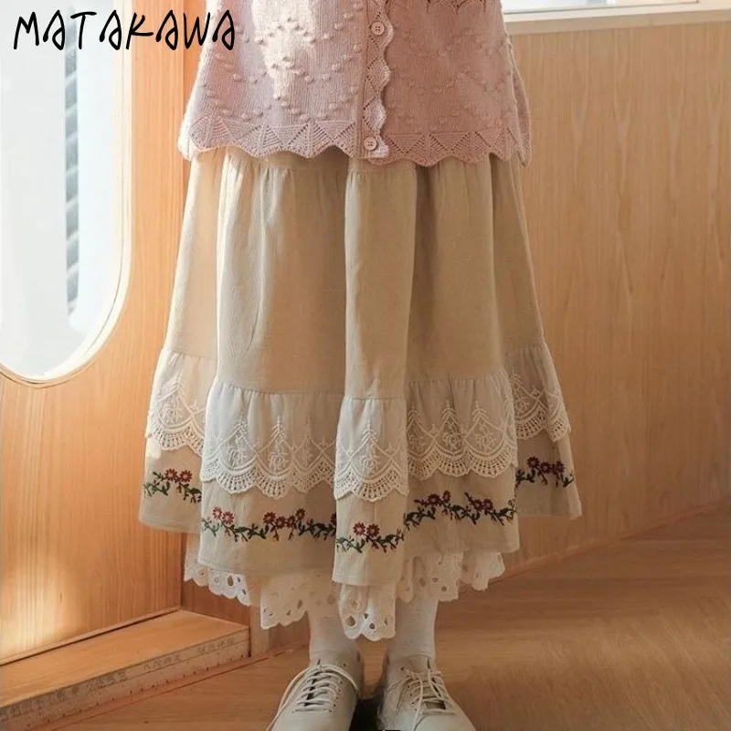 Matakawa Corduroy Floral Women Skirts Japanese Style Autumn Winter Vintage Long Skirt Sweet A-line High Waist Faldas Mujer
Matakawa Corduroy Floral Women Skirts Japanese Style Autumn Winter Vintage Long Skirt Sweet A-line High Waist Faldas Mujer
