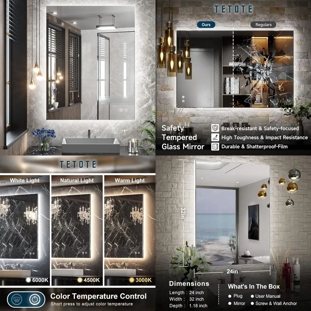 Зеркало для ванной с LED-подсветкой, 24x32, 3 цвета света, с функцией антизапотевания, регулировкой яркости, настенное, для туалетного столика
Зеркало для ванной с LED-подсветкой, 24x32, 3 цвета света, с функцией антизапотевания, регулировкой яркости, настенное, для туалетного столика