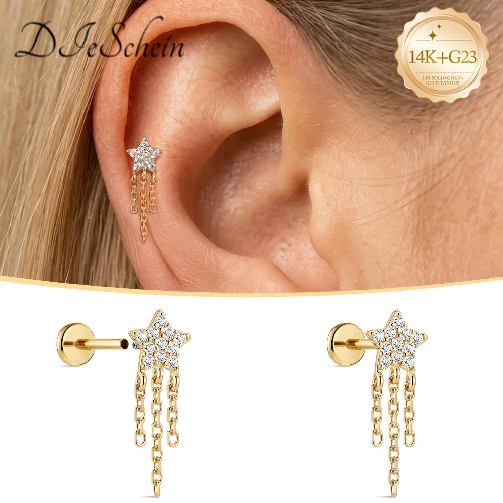 AIDE Women 14K Solid Gold Flat Stud Earrings 18G Star Tassel Flat Back Earrings Gold for Piercing Cartilage Hoop Earrings Gift
AIDE Women 14K Solid Gold Flat Stud Earrings 18G Star Tassel Flat Back Earrings Gold for Piercing Cartilage Hoop Earrings Gift