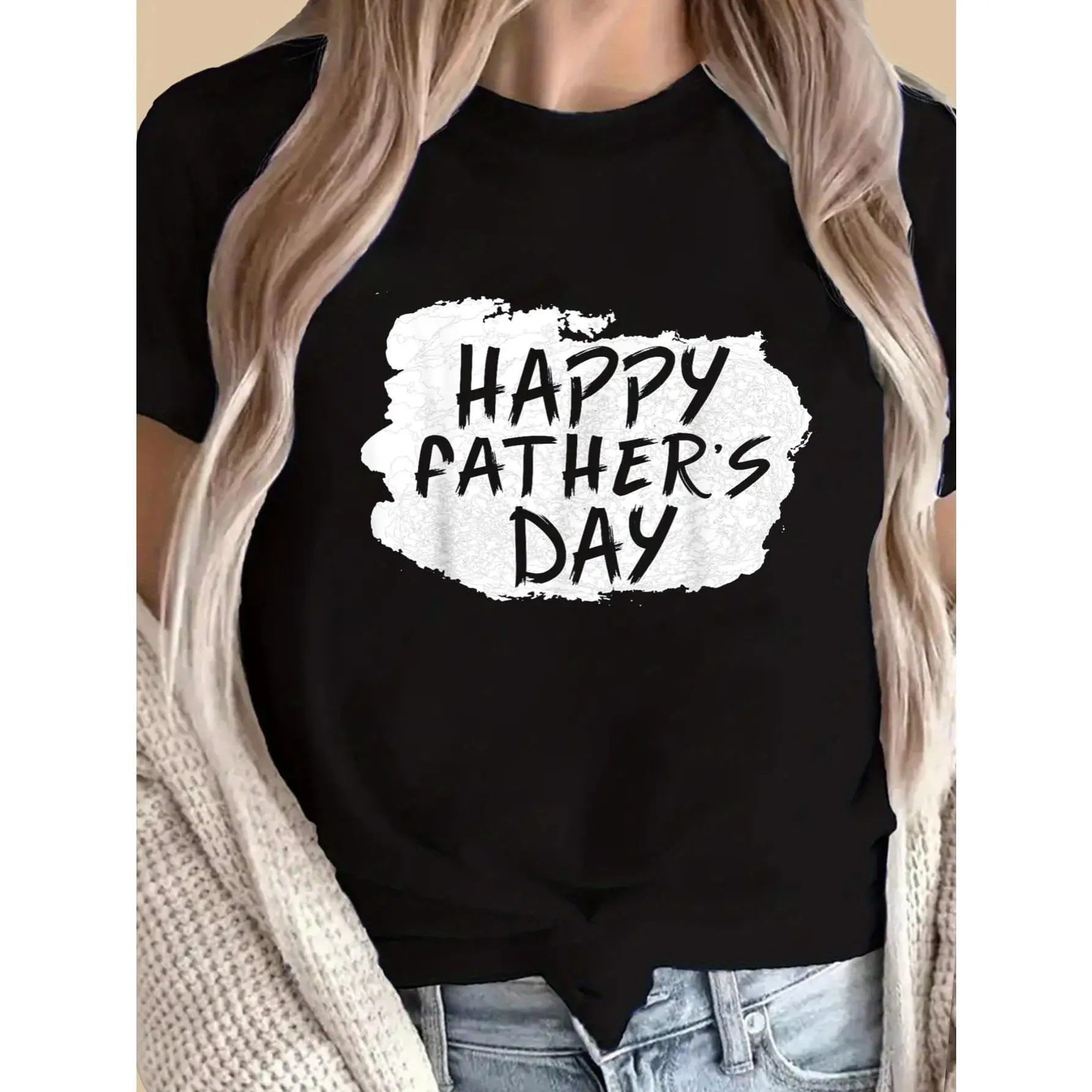 Father'S Day Dad - Happy Father'S Day Graphic Print Solid T-Shirt, Women'S Casual Short Sleeve Top For Spring & Summer, Women Gr
Father'S Day Dad - Happy Father'S Day Graphic Print Solid T-Shirt, Women'S Casual Short Sleeve Top For Spring & Summer, Women Gr