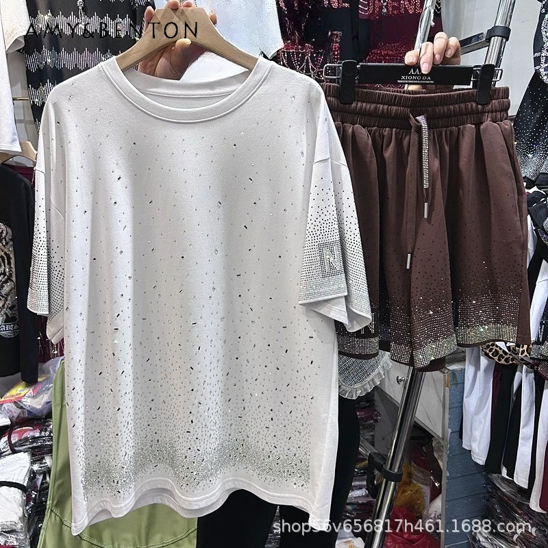 Fashionable Loose Short Sleeves Crew Neck T-shirt Top Pullover + Elastic Waist Wide Leg Shorts Two-Piece Set Outfits For Ladies
Fashionable Loose Short Sleeves Crew Neck T-shirt Top Pullover + Elastic Waist Wide Leg Shorts Two-Piece Set Outfits For Ladies