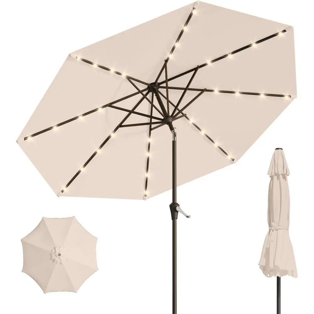 32 LED Lighted Patio Umbrella with Crank, UV-Resistant for Outdoor, Pool, Garden, Deck, Beige
32 LED Lighted Patio Umbrella with Crank, UV-Resistant for Outdoor, Pool, Garden, Deck, Beige