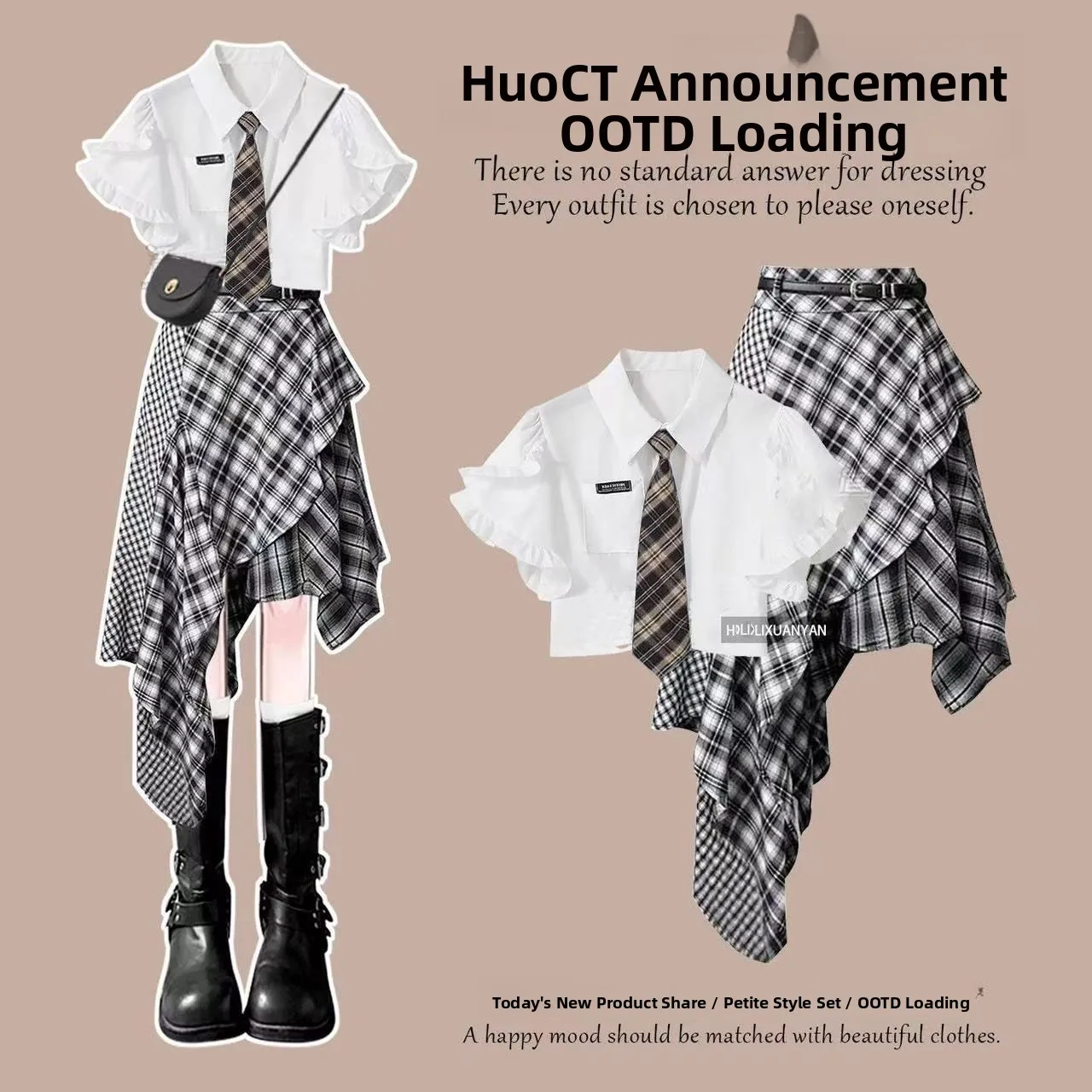 Summer Outfit Women's Korean Style Bubble Sleeve Shirt And Asymmetrical Plaid Skirt Two-Piece Set Fashionable Student Look
Summer Outfit Women's Korean Style Bubble Sleeve Shirt And Asymmetrical Plaid Skirt Two-Piece Set Fashionable Student Look