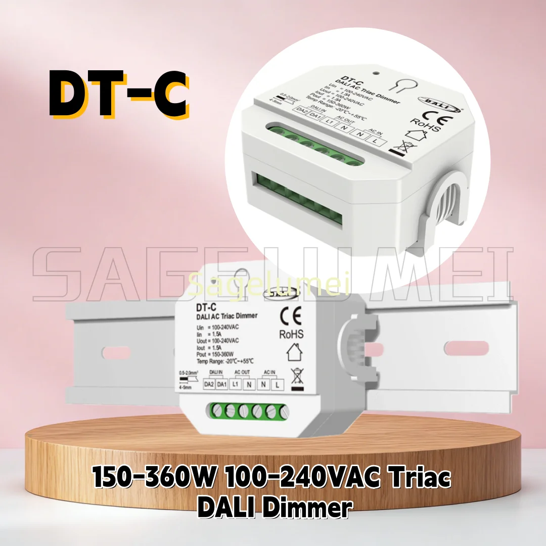 DALI AC Triac Dimmer DT-C(DT4) Trailing Edge Dimmer for Single Color Dimmable LED Lamps AC100-240V 1.5A 150W-360W Push Switch
DALI AC Triac Dimmer DT-C(DT4) Trailing Edge Dimmer for Single Color Dimmable LED Lamps AC100-240V 1.5A 150W-360W Push Switch