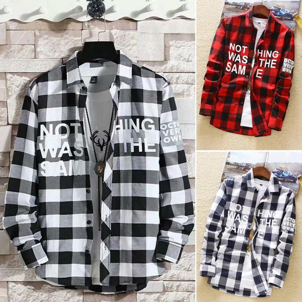 Youth Casual Shirt Men's Plaid Print Warm Cardigan with Lapel Color Matching Buttons Mid Length Loose Fit Shirt for Fall Spring
Youth Casual Shirt Men's Plaid Print Warm Cardigan with Lapel Color Matching Buttons Mid Length Loose Fit Shirt for Fall Spring