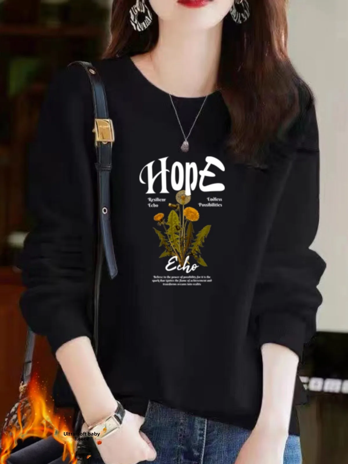 Thickened Fleece Printed Sweatshirt Casual Slimming Large Size Women's Top Pure Cotton Comfortable Breathable round Neck Swea...
Thickened Fleece Printed Sweatshirt Casual Slimming Large Size Women's Top Pure Cotton Comfortable Breathable round Neck Swea...