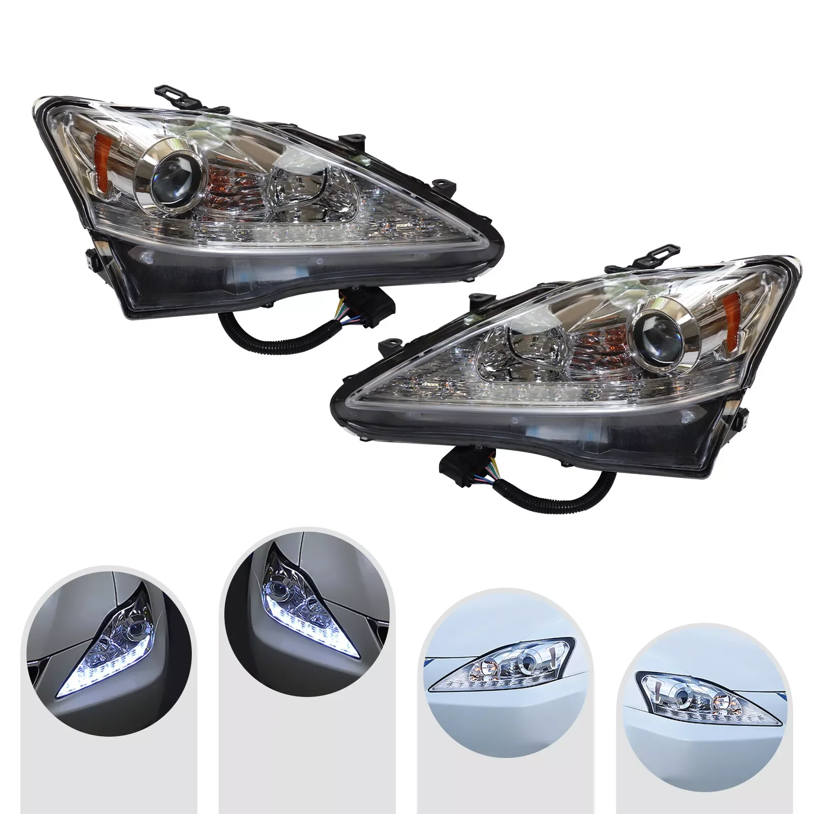 Pair Headlights For 2006-2013 Lexus IS250 IS350 Left+Right LED DRL Projector Headlights Chrome LH & RH 81130-53270
Pair Headlights For 2006-2013 Lexus IS250 IS350 Left+Right LED DRL Projector Headlights Chrome LH & RH 81130-53270