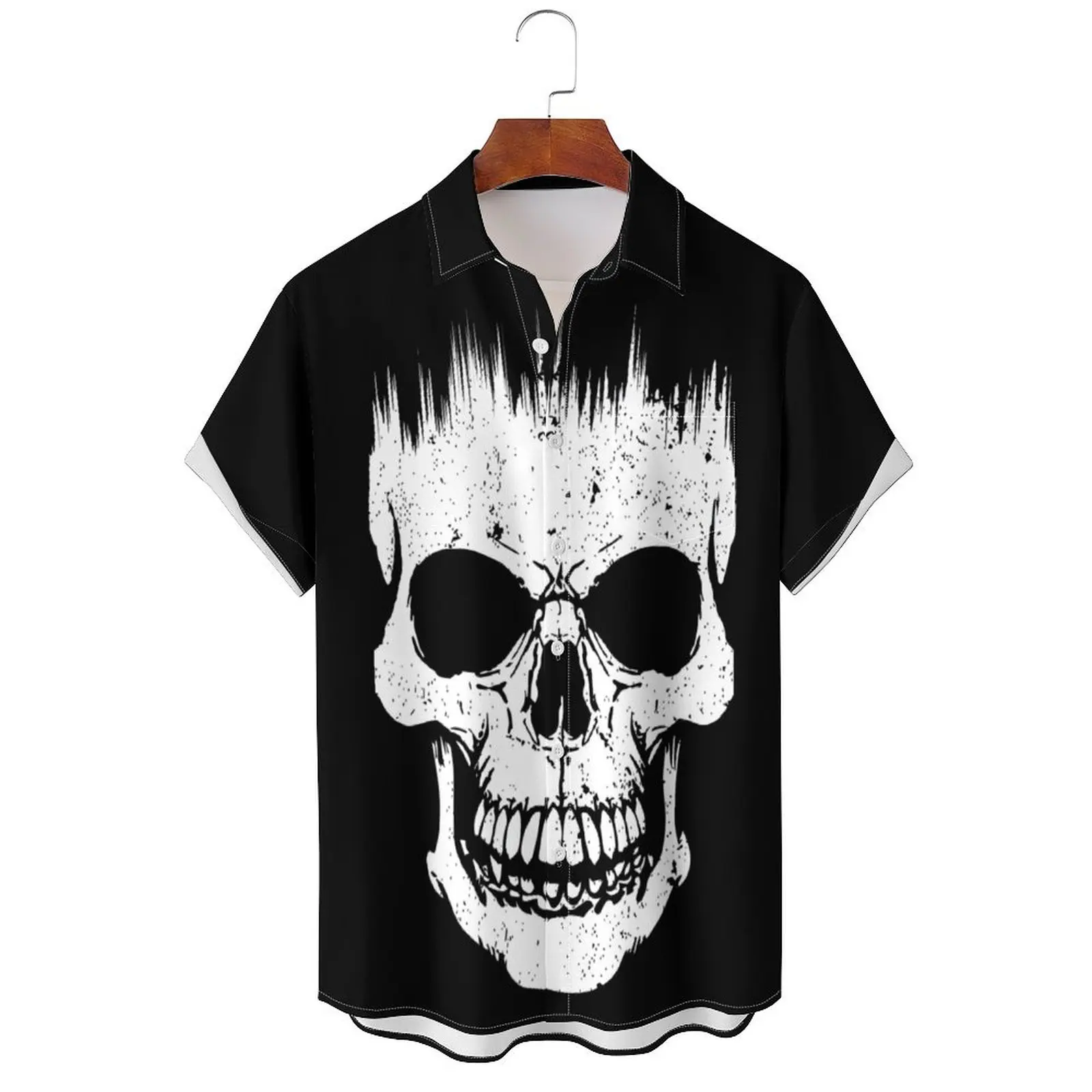 Рубашка мужская оверсайз с коротким рукавом, повседневная с принтом черепа и ужасов, уличная одежда в стиле хип-хоп
Рубашка мужская оверсайз с коротким рукавом, повседневная с принтом черепа и ужасов, уличная одежда в стиле хип-хоп