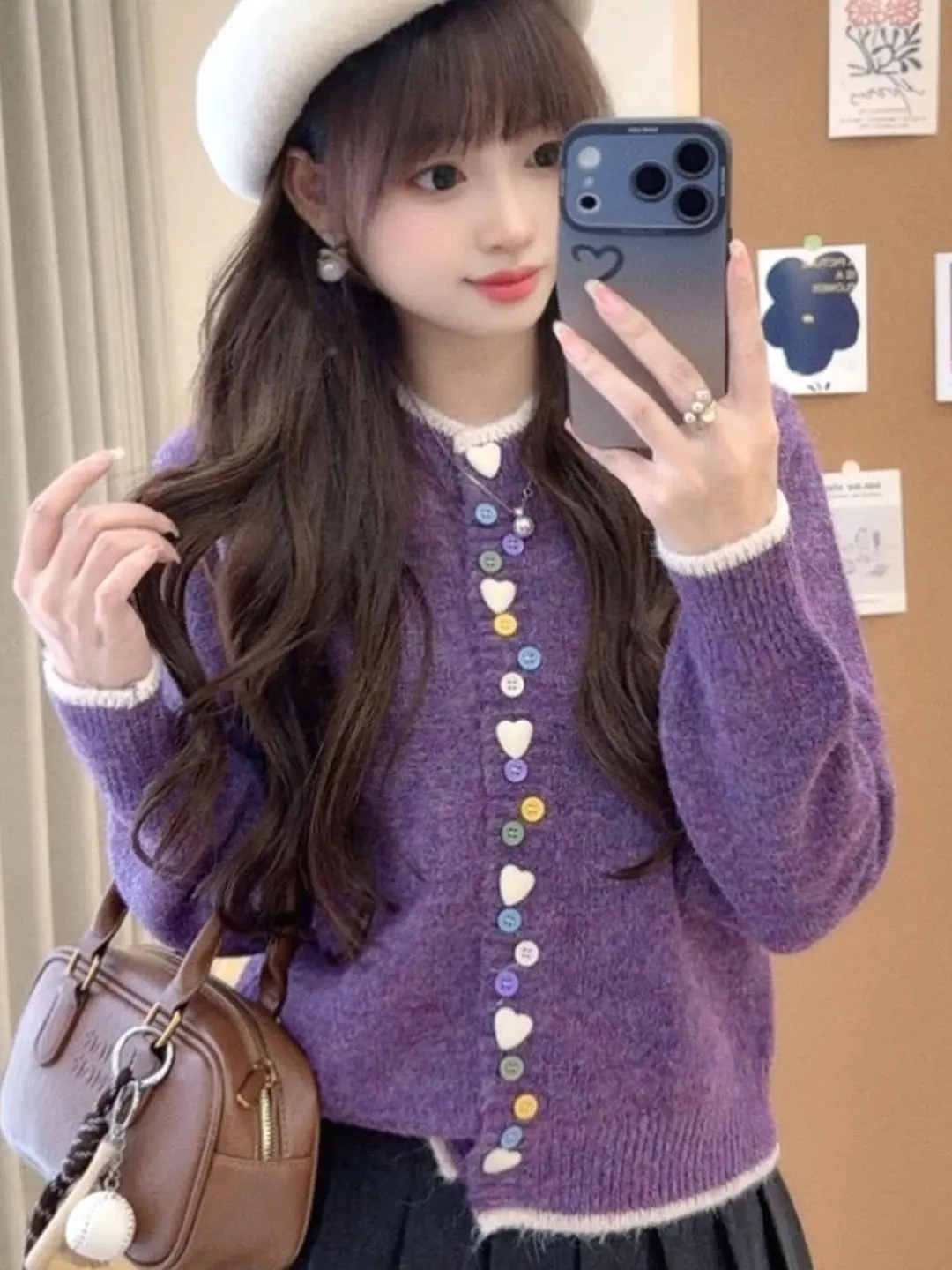 Soft Purple Heart Button Knitted Open Cardigan Women's Loose Lazy Style High-End Feeling Sweater Top for Autumn Winter
Soft Purple Heart Button Knitted Open Cardigan Women's Loose Lazy Style High-End Feeling Sweater Top for Autumn Winter