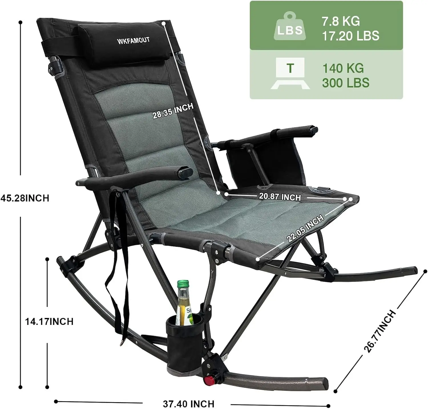 13.8 inch outdoor high seat rocking chair with footrest and headrest, oversized folding rocking chair
13.8 inch outdoor high seat rocking chair with footrest and headrest, oversized folding rocking chair