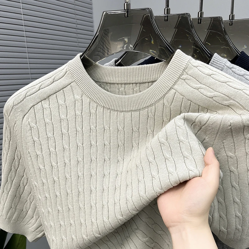 High End Vintage Style Men's Hemp Rope Texture Knitted T-shirt Short Sleeved Round Neck Loose Casual Top Trendy and Fashionable
High End Vintage Style Men's Hemp Rope Texture Knitted T-shirt Short Sleeved Round Neck Loose Casual Top Trendy and Fashionable