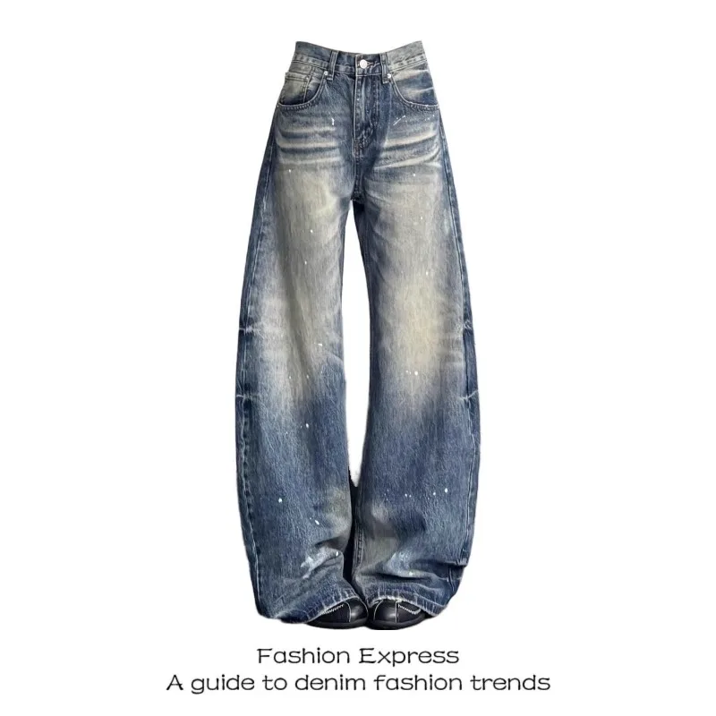 Ink-splashing Jeans Women's Autumn American Retro Washed Scimitar Trendy Brand Design Sense Loose Wind Loose Wide-leg Pants
Ink-splashing Jeans Women's Autumn American Retro Washed Scimitar Trendy Brand Design Sense Loose Wind Loose Wide-leg Pants