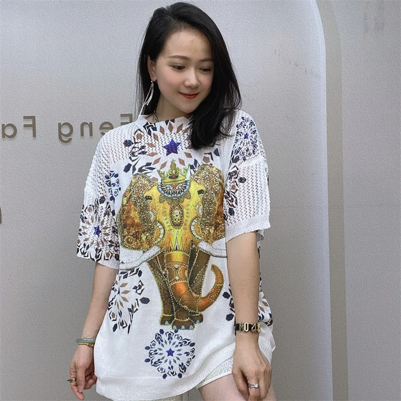 Summer Short Sleeve Diamond T-shirt Women Short Sleeve Fashion T-shirt Women Diamond Flower Round Neck Pullover Casual T-shirt
Summer Short Sleeve Diamond T-shirt Women Short Sleeve Fashion T-shirt Women Diamond Flower Round Neck Pullover Casual T-shirt