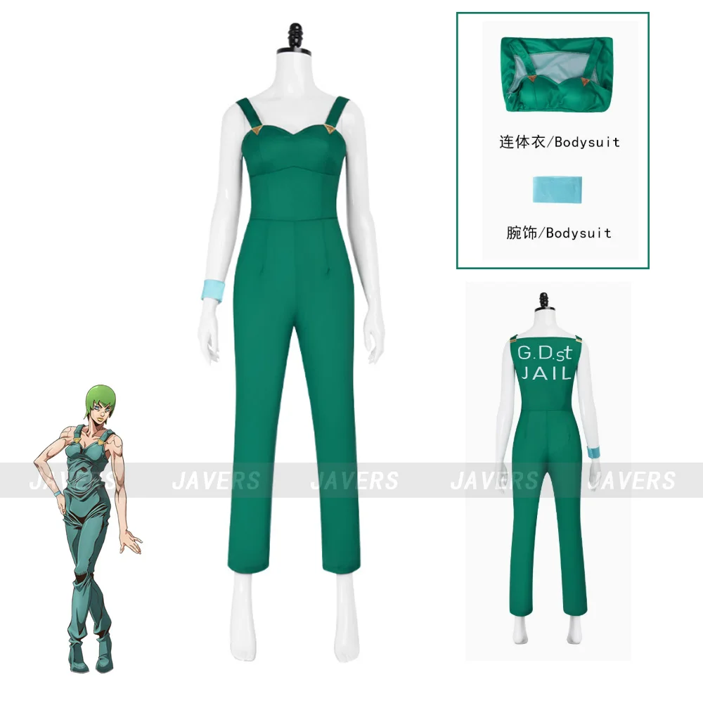 Foo Fighters Cosplay Costume Anime JoJo’s Bizarre Adventure Stone Ocean Green Jumpsuits Rompers Woman Sexy Carnival Party Suit
Foo Fighters Cosplay Costume Anime JoJo’s Bizarre Adventure Stone Ocean Green Jumpsuits Rompers Woman Sexy Carnival Party Suit