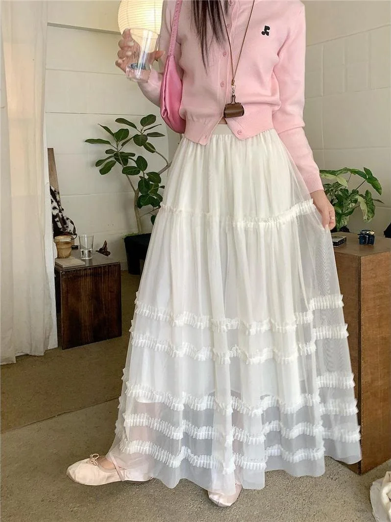 Elegant High Waist A-Line Long Skirt with Lace Trim Mesh Splicing Women's Summer 2026 New Style Gentle Flared Half-length Skirt
Elegant High Waist A-Line Long Skirt with Lace Trim Mesh Splicing Women's Summer 2026 New Style Gentle Flared Half-length Skirt