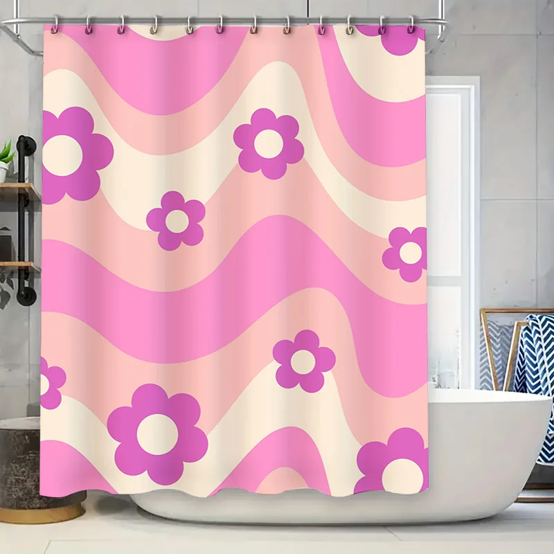 Vintage floral wave shower curtain pink beige pattern design Waterproof bath decor made with polyester fabric for bathroom home
Vintage floral wave shower curtain pink beige pattern design Waterproof bath decor made with polyester fabric for bathroom home