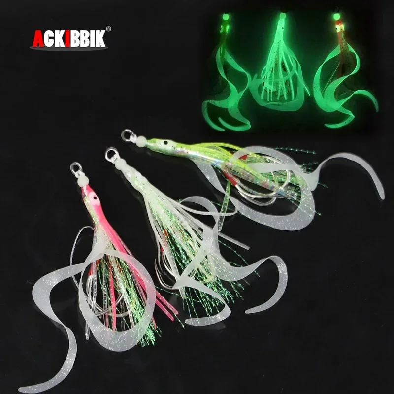 Ackibbik Glow Squid Skirt Luminous Squid Lure with Double Assist Fishhook Jig Fishing Lure Sea Fishing Trolling Bait Saltwater
Ackibbik Glow Squid Skirt Luminous Squid Lure with Double Assist Fishhook Jig Fishing Lure Sea Fishing Trolling Bait Saltwater