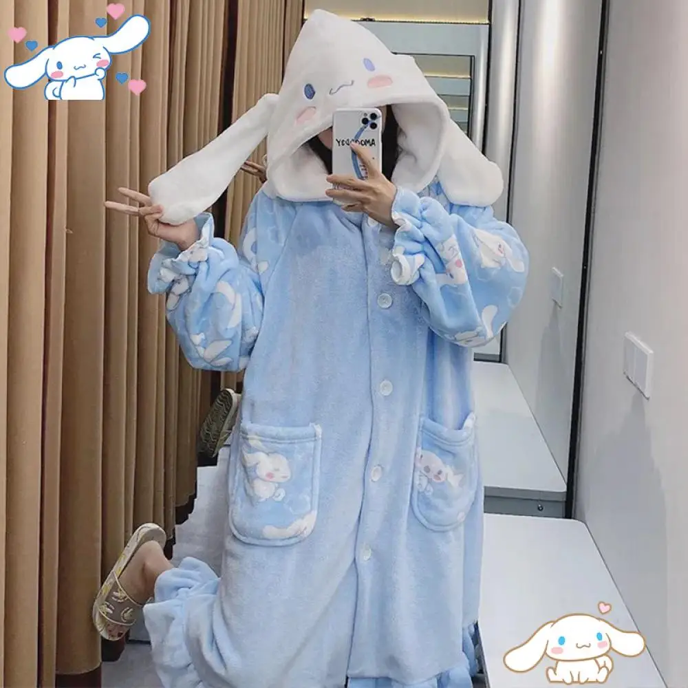 Cartoon Cinnamoroll Plush Pajamas Robe Set Women Sanrioed Anime Kawaii Home Clothes Winter Long Style Thicken Nightgown Bathrobe
Cartoon Cinnamoroll Plush Pajamas Robe Set Women Sanrioed Anime Kawaii Home Clothes Winter Long Style Thicken Nightgown Bathrobe