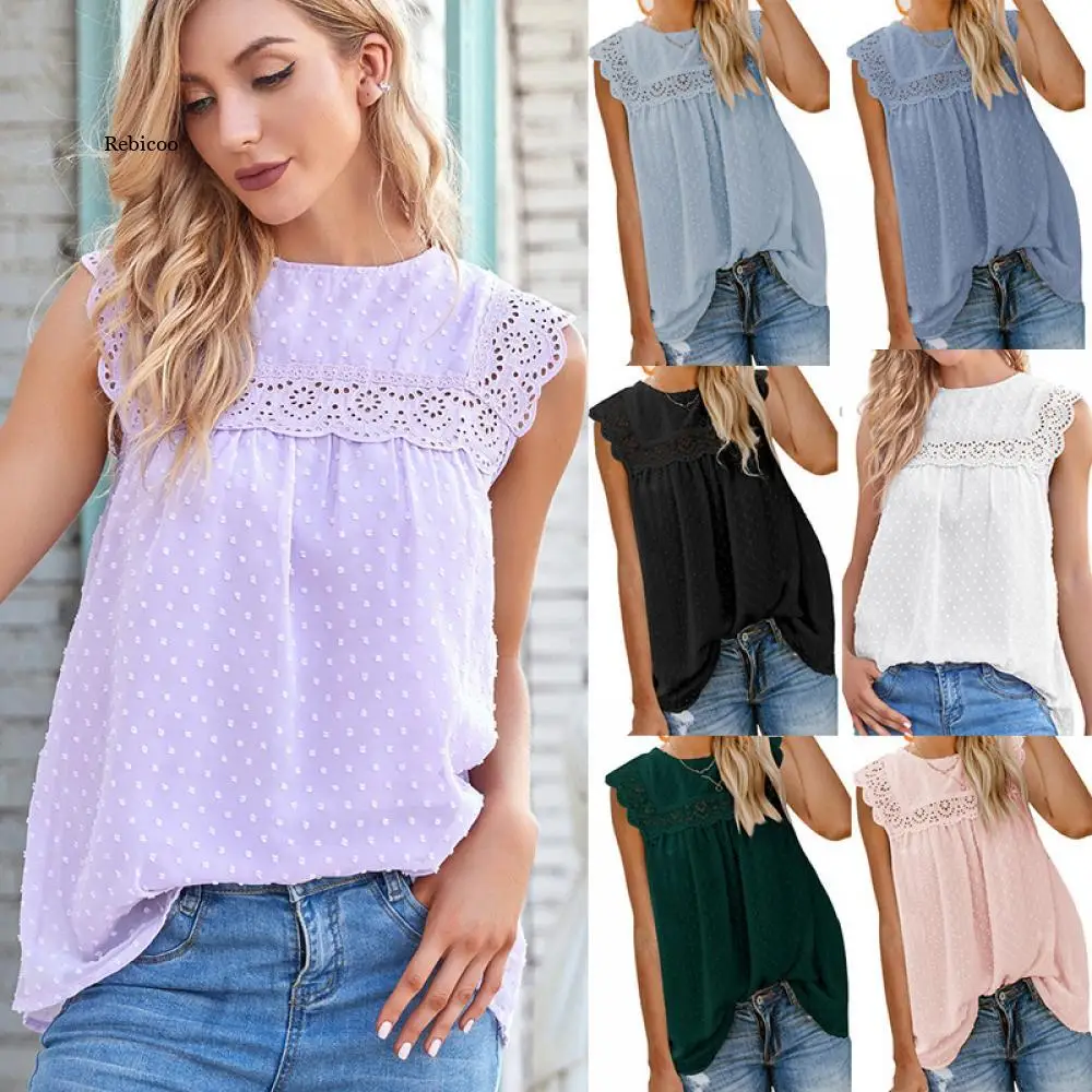 2021 Fashion Summer European and American Ladies Chiffon Jacquard Wool Ball Sleeveless Hollow All Match Lace Vest Shirt
2021 Fashion Summer European and American Ladies Chiffon Jacquard Wool Ball Sleeveless Hollow All Match Lace Vest Shirt